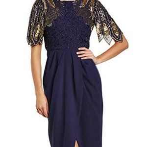 VIRGOS LOUNGE NAVY LENA COCKTAIL TULIP DRESS SZ 8